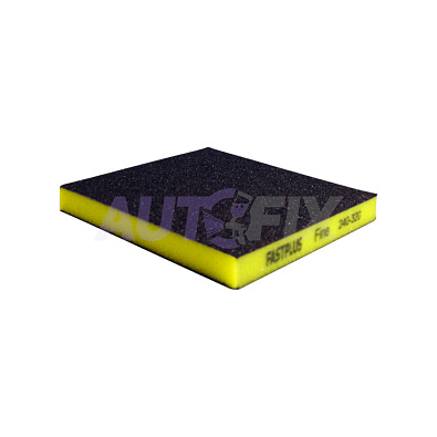 FASTPLUS губка абразивная двухсторонняя 120*98*10мм Fine желтая P240