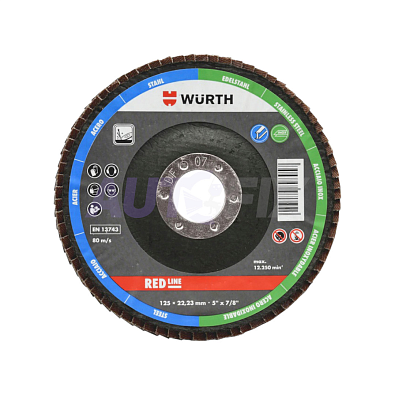 WURTH диск лепестковый торцевой Red Line 125мм Р060