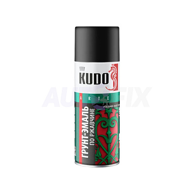 KUDO KU-319005 грунт-эмаль по ржавчине 1К RAL 9005 черная аэрозоль 520мл