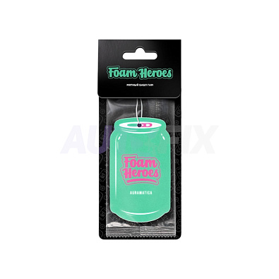 FOAM HEROES ароматизатор подвесной для авто Auramatica мятный бабл гам