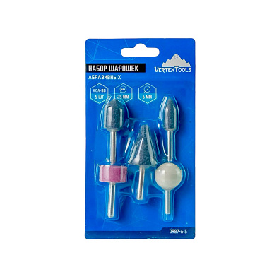 VERTEX набор шарошек абразивных 5шт хвостовик 6мм