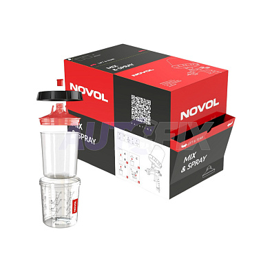 NOVOL набор PPS Mix & Spray стаканы 800мл, крышки 190мкм, мерная емкость